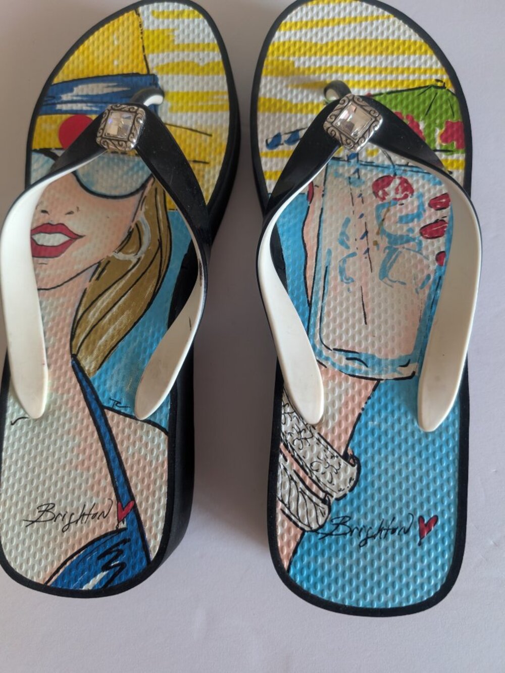 BRIGHTON 7.5/8 WEDGE FLIP FLOP SANDALS COASTAL SUMMER BEACH NWOB - Picture 2 of 4